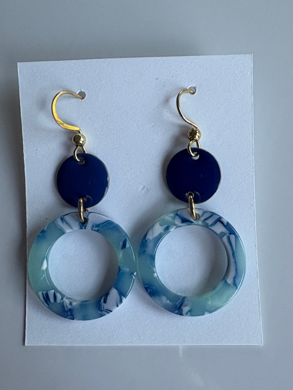 Navy & Aqua Marbled Earrings NEW
